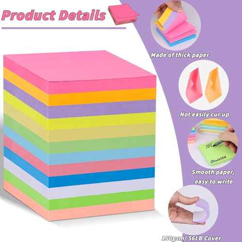60 PCS Sticky Notes Bulk 3x3 Inch Colorful Sticky Notes 75 Sheets/Pad 12 Colors, Adhesive Sticking Self-Stick Multicolor Memo Note Pads for Teacher Student School Office Meeting Blank Desk Pads