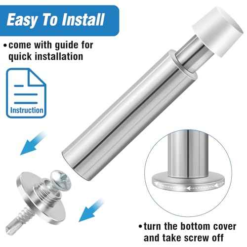 KOLAKO Door Stops, 20 Pack Spring Door Stop, 4.4 Inch Door Stoppers for Wall, Long Doorstop with Rubber Bumper, Baseboard Door Stopper for Bottom or Top, Silver