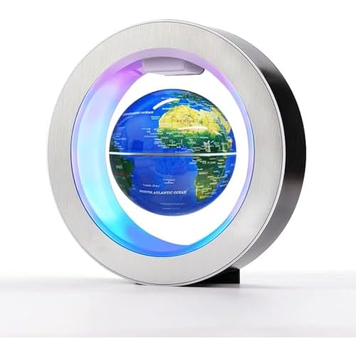Flagest Magnetic Levitation Floating Globe - Levitating O Shape Globe with LED Lights for Education Home Office Desk Decor - Birthday Holiday Party Gift (4Inches£©