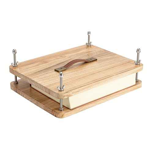 Wooden Book Press - 14.7x11.4 Large Craft Press with Comfort Grip Handle & Non-Slip Round Foot Pads, Ideal for Bookbinding, Scrapbooking, and DIY Projects