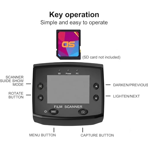 DigitPro Black 35mm Film & Slide Scanner with 2.4" LCD, JPEG Conversion