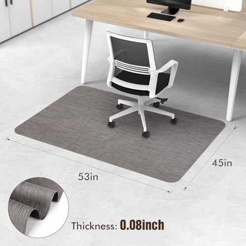 Blvornl Office Chair Mat for Hardwood Floor, 45"x 53" Desk Chair Mat for Hard Wood and Tile Floor, Large Anti-Slip Hard Floor Protector Rolling Chair Mat, PVC Mat Desk Rug for Office Home, Dark Grey