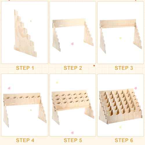 36 Pocket Sticker Display Stand for 4 Inch Stickers 6 x 6 Curved Pocket Brochure Holder for Vendor Booths Craft Fairs Wooden Bookmark Organizer Rack for Small Business & Tabletop Display