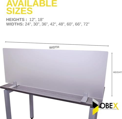 OBEX Frosted 18" x 60" Acrylic Free-Standing Desk Privacy Screen