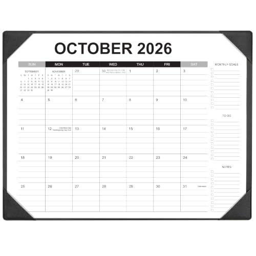 Adronix Black Desk Calendar 2026-2027 with Desk Mat, 22x17 Inch Large Office Planner