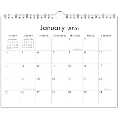 2026 Calendar - Wall Calendar 2026-2027 Runs from January 2026 Until June 2027, 8.5'' x 11'', 2026 Small Calendar with Spiral Binding, The Perfect Wall Calendar Planner for Easy Organizing, Black