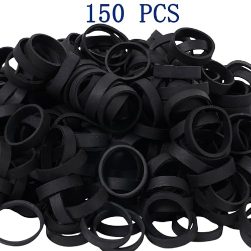 HAIDIBAO Rubber Bands 150pcs 1.5in Black Elastic Bands for Cords & Cables