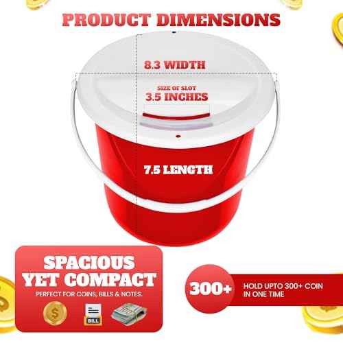 Plastic coin collection Bucket with removable lid and handle charity donation collection money box pail for fundraising with top slot for tickets raffles and money 7.5"Hx8.3"Diameter(multicolor)4 pack