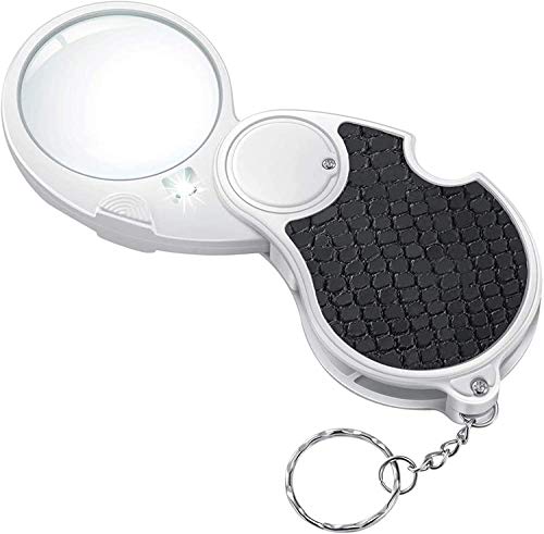 Lighted Pocket Magnifying Glass with LED, 45mm Lens for Reading Coins Crafting