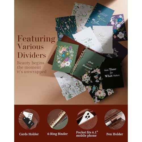 Luxury 5.8" x 8.3" Crocodile-Textured Faux Leather A5 Undated Planner Cover with 80 Sheets, Dividers, Metal Ballpoint Pen, Refillable 6-Ring Journal, Birthday and Mother's Day Gift