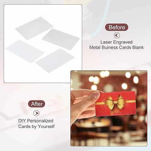 PATIKIL 200 Pack Sublimation Metal Business Cards Blank, 0.45mm Thick 3.4x2.1 Inch Aluminum Printable Name Card for Custom DIY Print, White