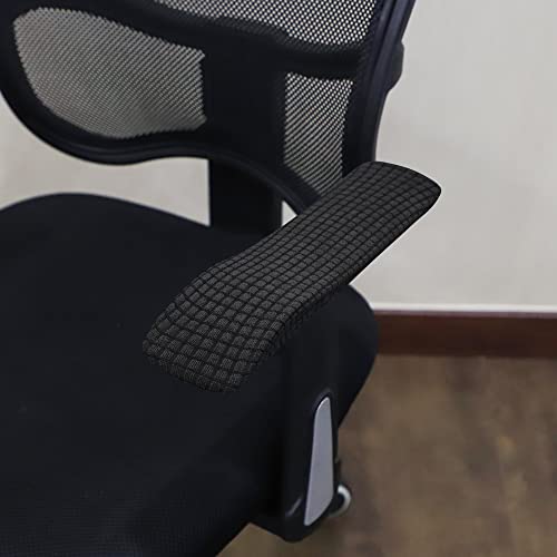 FORCHEER Black Chair Armrest Covers 2 Pack – Water-Resistant Stretch Jacquard, Fits 8-13in Armrests, Easy-Care