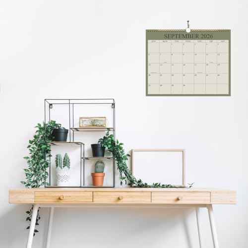 2026 Calendar, Wall Calendar 2025-2026 from November 2025 - December 2026, 15 Months Calendar with Premium Paper, Twin-Wire Binding & Hanging Hook, 8.5" x 11", Green