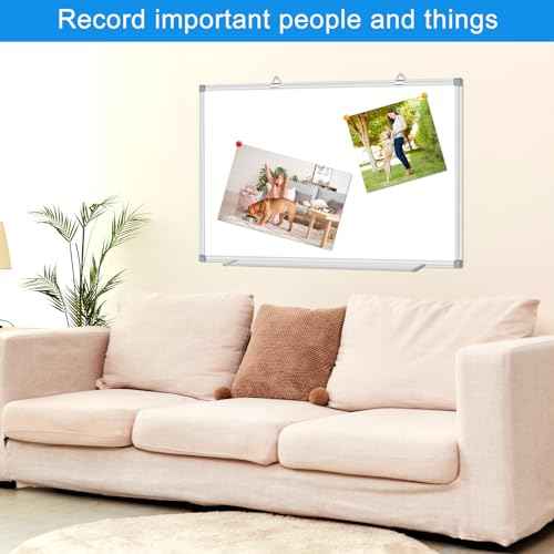 White Board Dry Erase Whiteboard for Wall 36" x 24" Aluminum Presentation Magnetic Whiteboards with Long Pen Tray, 12 Magnets, 3 Markers & 1 Eraser