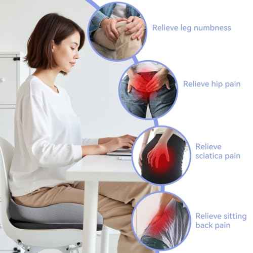 Seat Cushions for Office Chairs Wheelchair Cushion for Long Sitting Back Pain£¬Memory Foam Seat Car Computer Desk Chair Cushion£¬Coccyx Cushion for Tailbone Pain Relief Cushion Office Chair Butt Pillow
