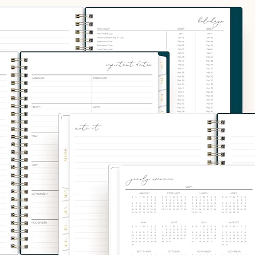 Blue Sky Life Note It 2026 Weekly and Monthly Planner Notes, January 2026 - December 2026, 5.875" x 8.625", Clear Pocket Cover, Durable Twin Wire Binding, Storage Pocket, 50 Perforated Notes Sheets, Dania Dark