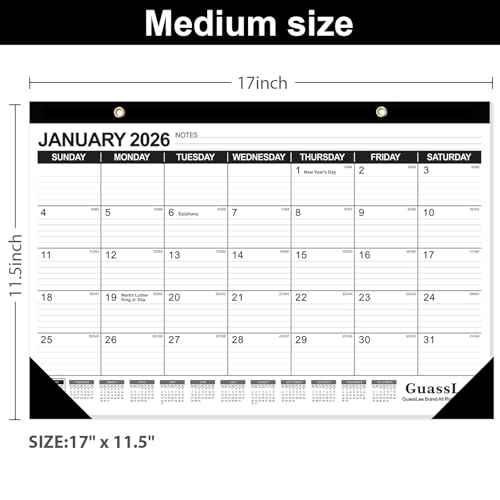 GuassLee Desk Calendar 2026-2027 - 17" ¡¿ 11.5" Desktop Calendar 18 Months Runs from Jan. 2026 to Jun. 2027 with Julian Date for Home School Office Desk Top Organizing