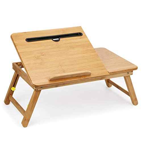Lap Desk Bamboo Bed Tray Table Fits up to 17.7 Inch Foldable Laptop Desk for Breakfast Homework Study Reading Eating Food Tray Table