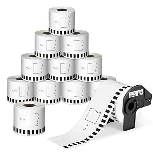 COLORTY 12 Rolls Compatible with Brother DK-2205 Continuous Paper Labels 2-3/7" x 100'(62mm x 30.48m), for Brother QL Label Printers QL-800 810W 820 820NWB 700 710W 600 1100nwb (12 Rolls + 1 Fram)