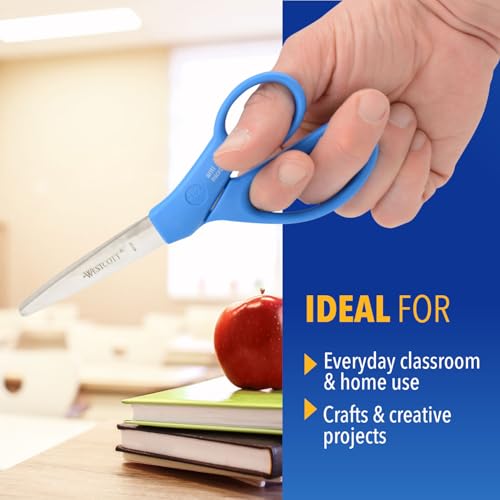 Westcott GEM Crystal-Design Student Scissors 7-Inch for Kids & Teens - Ambidextrous Classroom Craft Tool