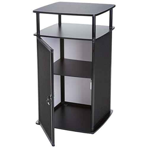Displays2go Portable Trade Show Counter with Travel Bag, Locking Compartment - Foldable Booth Display Counter for Events - Black (LCTCNTBLK)