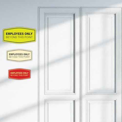 All Quality Fancy Employees Only Beyond This Point Wall or Door Sign - Easy to Install | (Black) - Medium 5 Pack