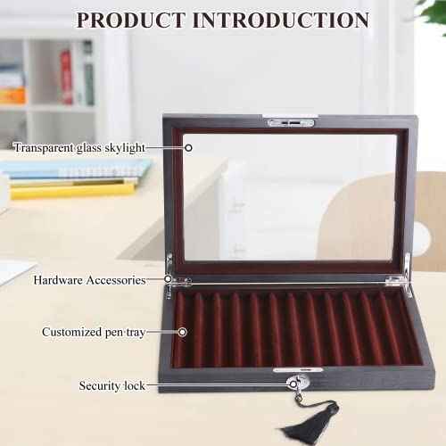Wood Pen Display Box Luxury Fountain Pen Collector 12 Slot Storage Organizer Case with a Key (1 Layer)