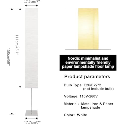 Paper Floor Lamp, Japanese Floor Lamp with Rice Paper Lamp Shade, Corner Paper Lantern Floor Lamp for Bedroom, Office, Living Room Whit No Bulb (Square 2 Pack)