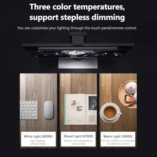 Monitor Light Bar, Touch E-Reading Monitor Light Lamp, No Screen Glare Stepless Dimming USB LED Hanging Light for Work and Office