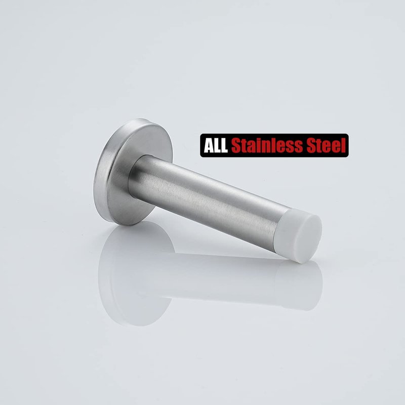 JQK Door Stopper, 304 Stainless Steel Thicken 1mm Sound Dampening Door Stop Bumper Wall Protetor 2 Pack, Brushed, DSB5-WN-P2