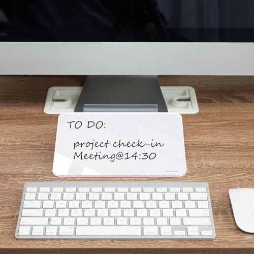 8 x 6 Inches Small Glass Whiteboard - Desktop Dry Erase Board with Stand, Markers & Eraser, White