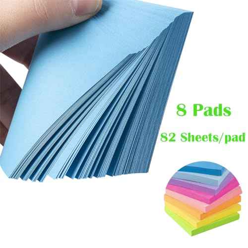 Sticky Notes 3x3 Inches,Bright Colors Self-Stick Pads, Easy to Stick for Home, Office, Notebook, 82 Sheets/pad