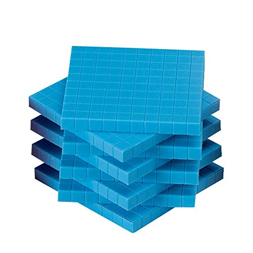 Blue Plastic Base Ten Blocks Set for Kids Math, Place Value & Counting
