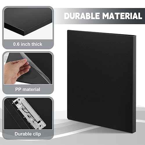 Teling 12 Pack Punchless Clamp Binder Folder 8.5 x 11 Inch Ringless Binder Holds with Pocket, Flexible Metal Clip and Poly Covers, 100 Letter Size Pages, for Work, School(Black)