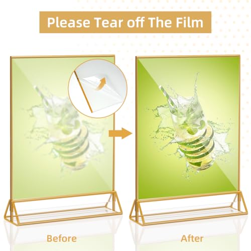 PPH-Sisy Acrylic Sign Holder 8.5x11 Double Sided Display Stand Gold 4 Pack