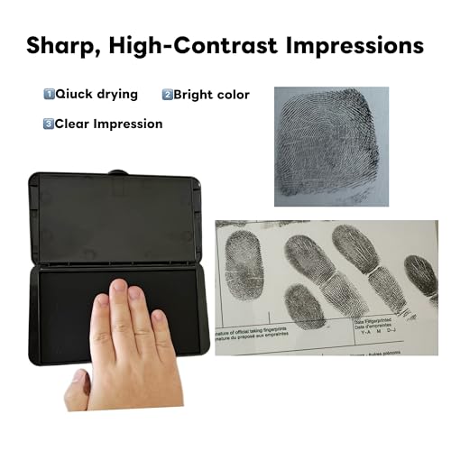 Large Rectangle Fingerprint Ink Pad Ultra-Black Quick-Dry for Notary & Law Enforcement – Single