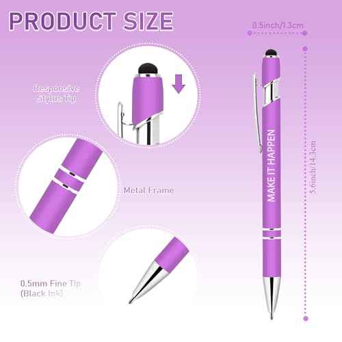 50 Pcs Inspirational Pens Bulk - Motivational Ink Ballpoint Pen with Quotes Stylus Tip Nurse Gifts for School Coworkers Office Supplies Black Ink