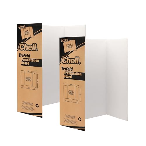 Chell 36x48 Large Corrugated Trifold Poster Boards White 2 Pack for Presentations