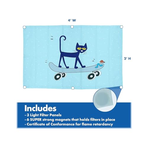 Educational Insights Pete The Cat Calming Light Filters 3-Pack, Fluorescent Light Covers, Easy Install For Office, Hospitals, Home & Classroom Supplies