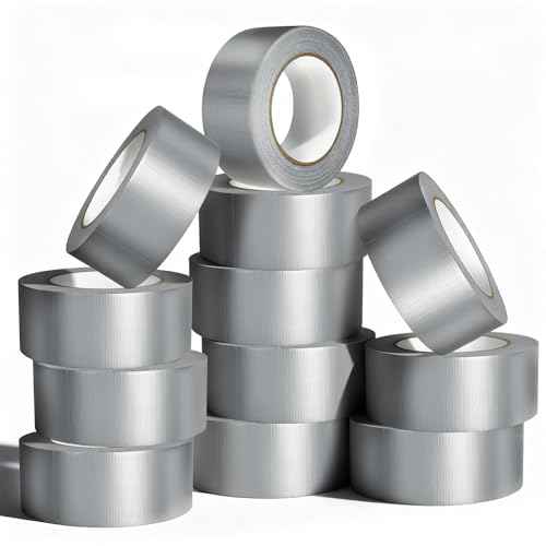 AISIMEE12-Pack Heavy Duty Duct Tape, 9 Mil Thick, 1.88¡± x 30 Yards, Waterproof & Residue-Free, Strong Adhesive for Indoor & Outdoor Repairs, All-Weather, Silver