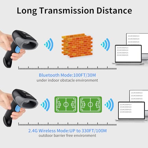 JIAN BOLAND Black U26 Wireless Barcode Scanner 1D/2D QR Handheld Laser Reader