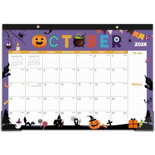 2026 Desk Calendar - Jan 2026 - Dec 2026, 2026 Calendar, 17" x 12", 12 Months Calendar, Seasonal Desktop Calendar, Notes Section