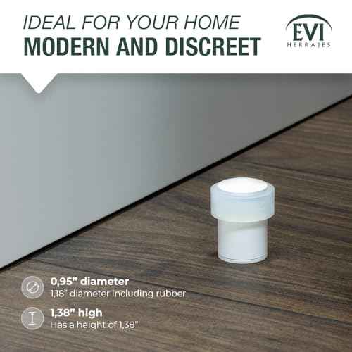 EVI Door Stoppers | Stainless Steel Door Stop - Screw Fastening - Protector Rubber - 0.95 x 1.38 Inch White Door Stopper