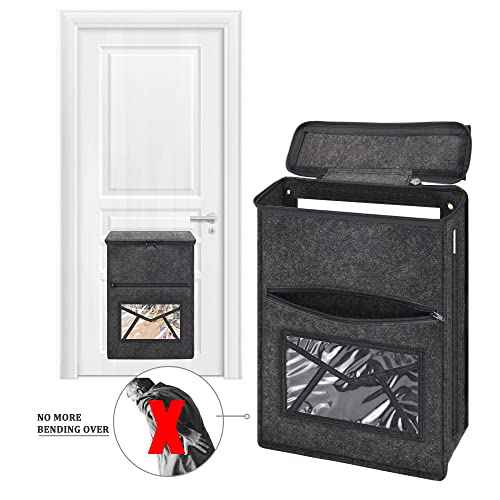 Mail Slot Catcher Bag, Indoor Grey Mail Catcher Felt Made, High Capacity Mail Slot Cover, Space Saving, Self-Adhesive or Hanging on Screw Eyes, Practical Home Accessories, Housewarming Gift