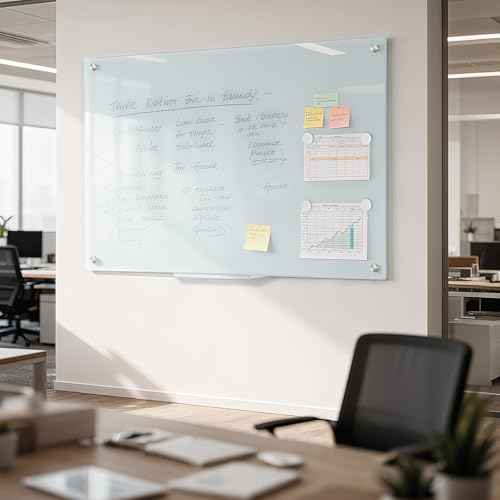 Glass Magnetic Dry Erase Board, 24" x 18" £¨2'x1.5'£© Tempered Glass Whiteboard Wall Mounted Small White Board for Home, Office, School