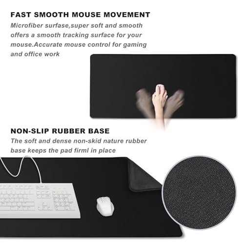 Akduss 31.5 x 15.7 Inch Waterproof Desk Mat & Mouse Pad - Black
