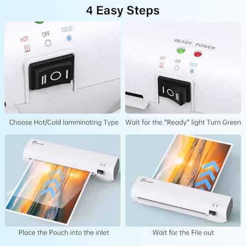 Laminator Machine with 10 Laminating Sheets, 9 Inch Laminator Hot & Cold for A4/A5/A6, Thermal Laminating Machine for Home School Office