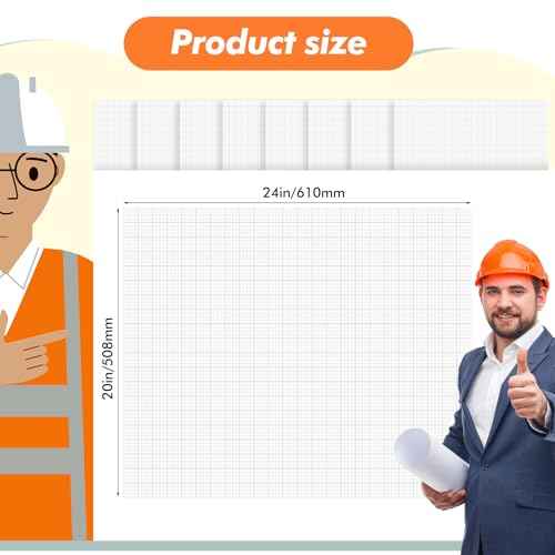 50 Sheet Large Graph Paper Pad 20" x 24" Giant Graph Paper 1" and 1/4" Ruled Grid Paper 200gsm for Precise Notetaking Engineer Architect Designer Sketching Building Plan Drafting (White)