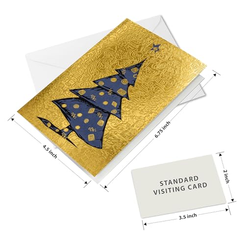 easykart labels 48 Christmas Greeting Cards with Gold Foiling & Embossing with Envelopes, Golden Mettalic 6.75 x 4.5 Inch Merry Christmas Cards with Seal Stickers For Friends, Family and loved Ones ( 3 Pack )