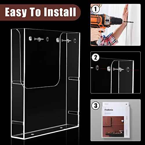 Wesiti Acrylic Brochure Holder 8.5 x 11 Inches Wall Mount Flyer Holder Plastic Slat Wall Display Single Pocket Box for Magazines Poster Papers Files Menu Pamphlet Literature Documents (6)